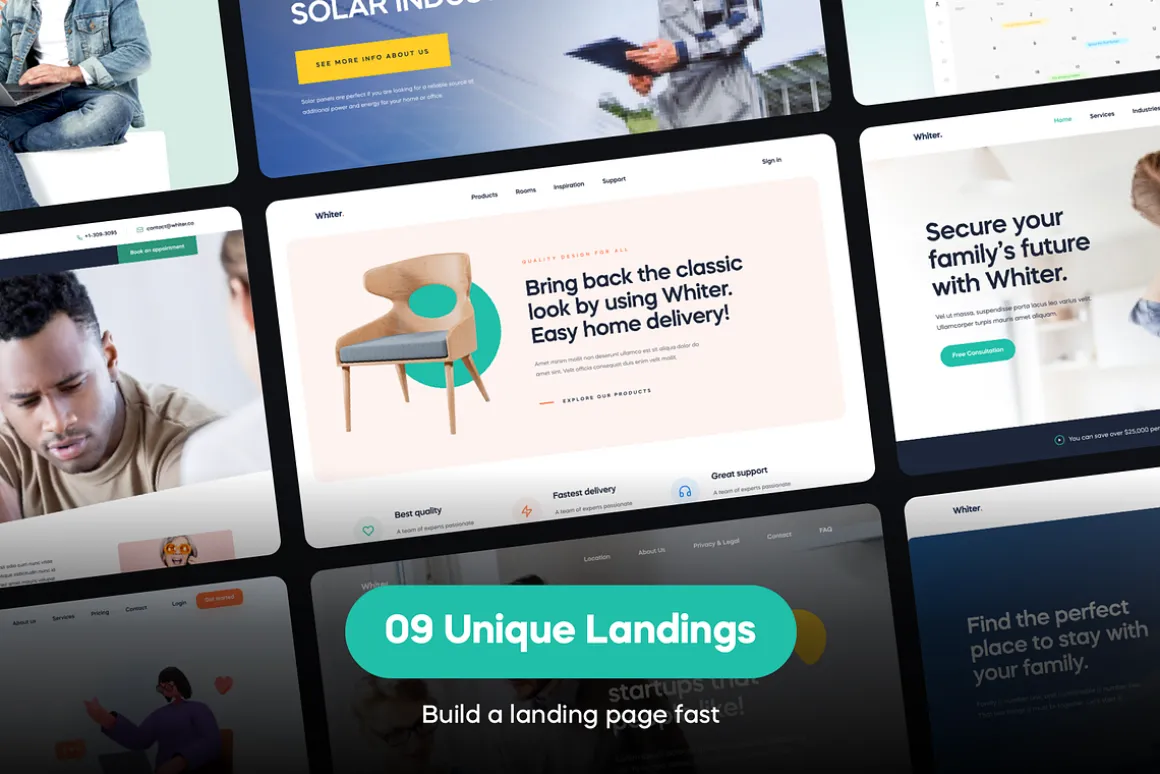 Whiter - Landing Page UI Kit