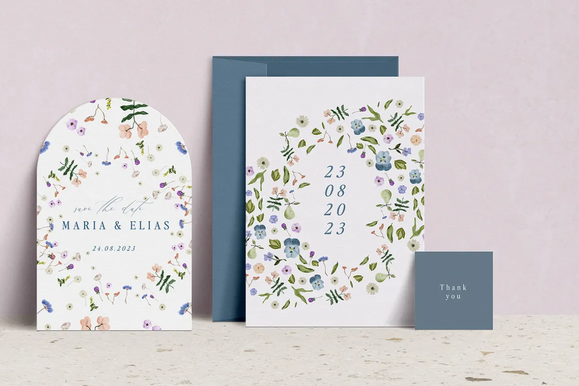 Wildflower Watercolor Wedding Art