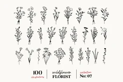 Wildflowers Line Art No:7
