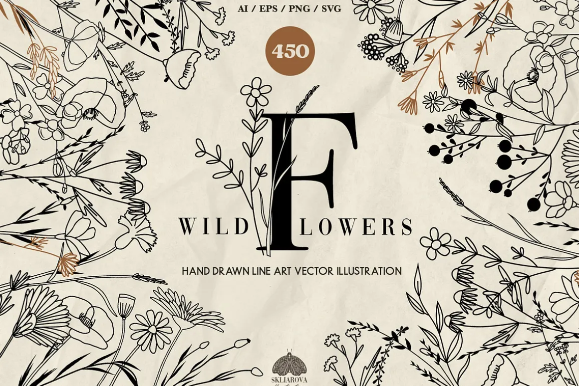 Wildflowers Line Art Collection