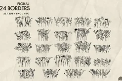 Wildflowers Line Art Collection