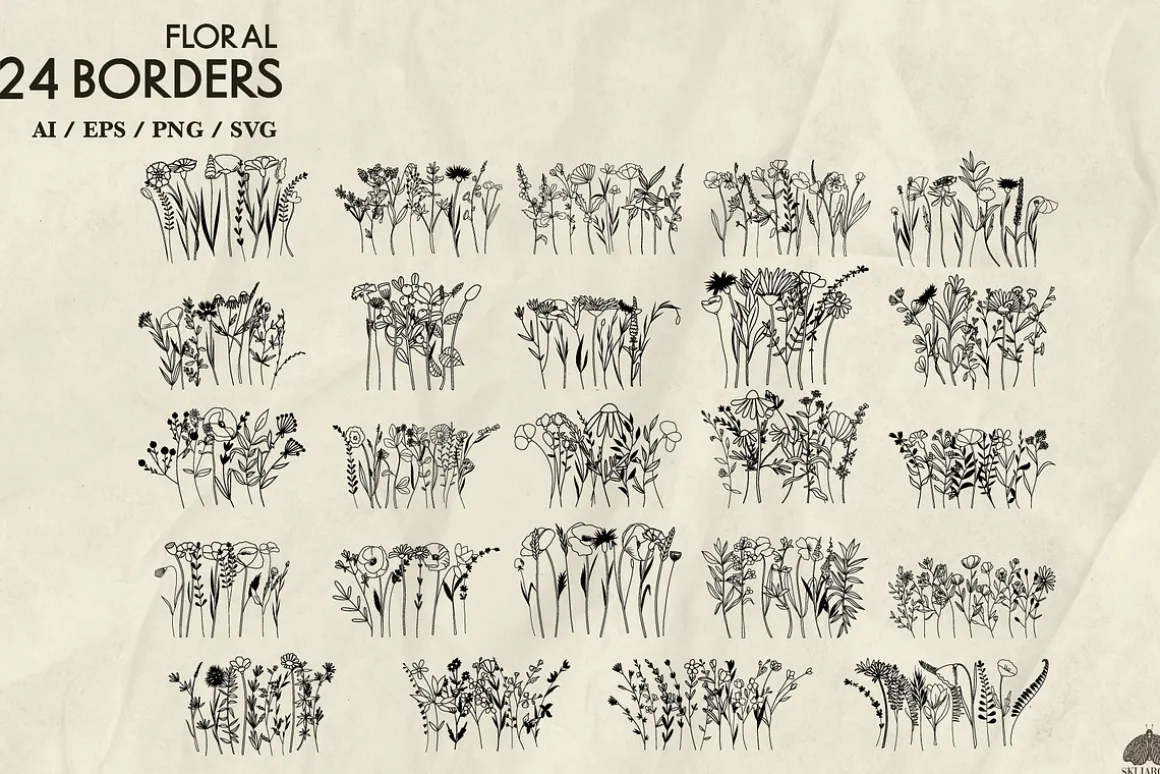Wildflowers Line Art Collection
