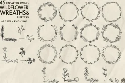 Wildflowers Line Art Collection