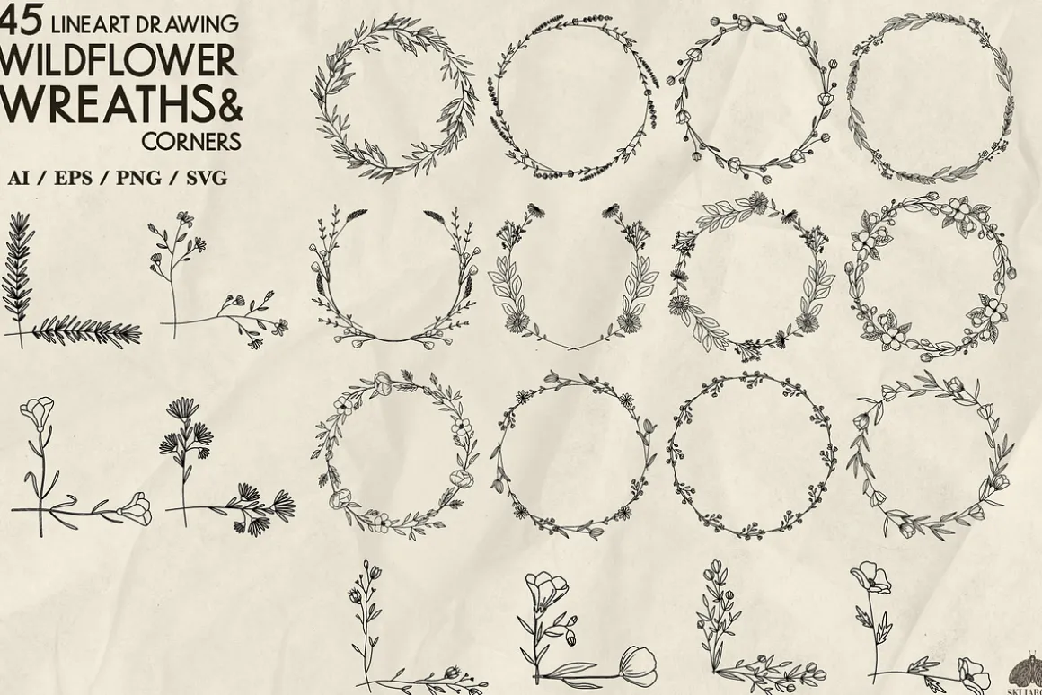 Wildflowers Line Art Collection