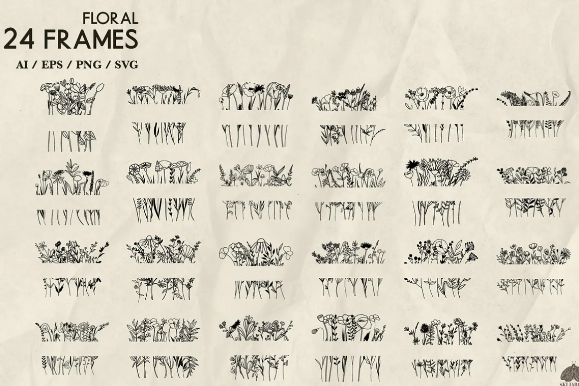 Wildflowers Line Art Collection
