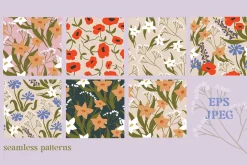 Wild flowers. Vector patterns