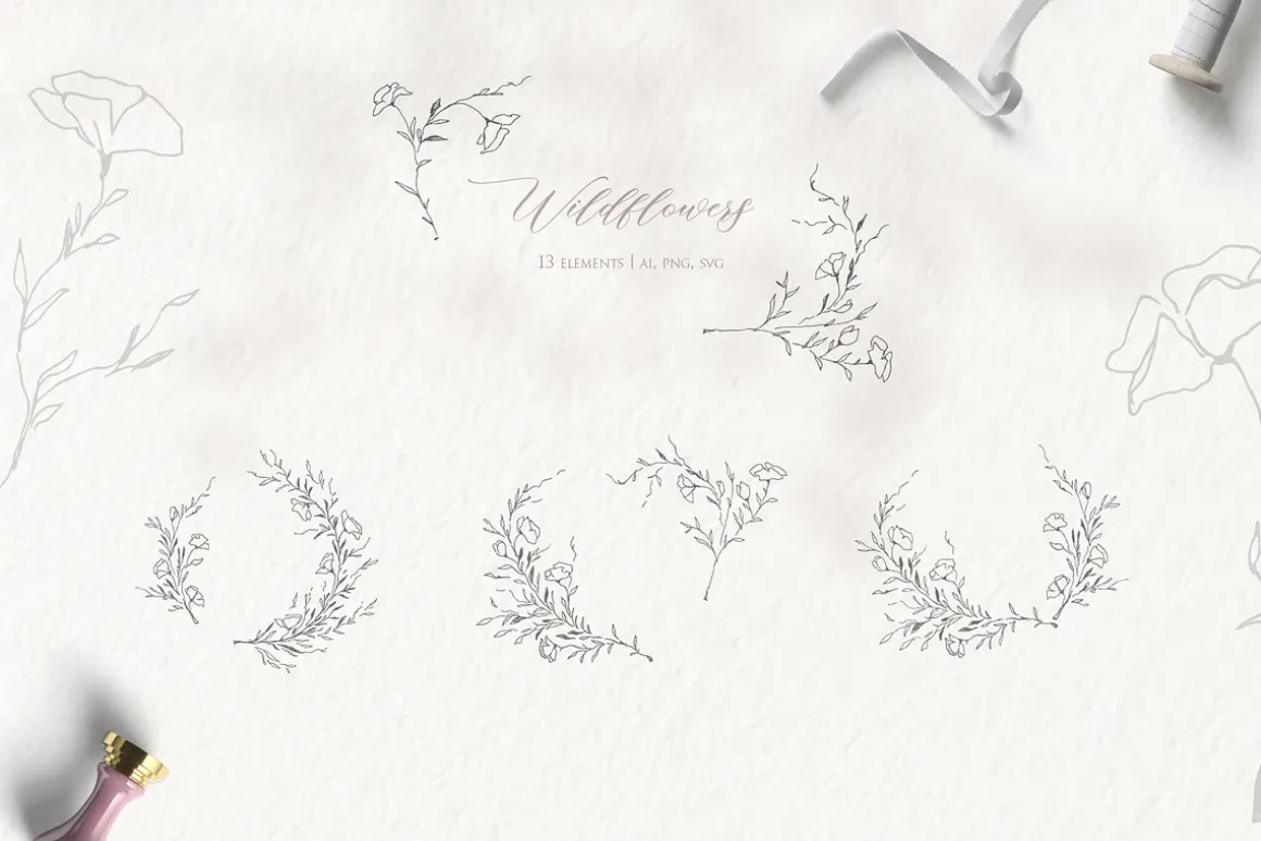 Wildflowers wreath, floral wedding