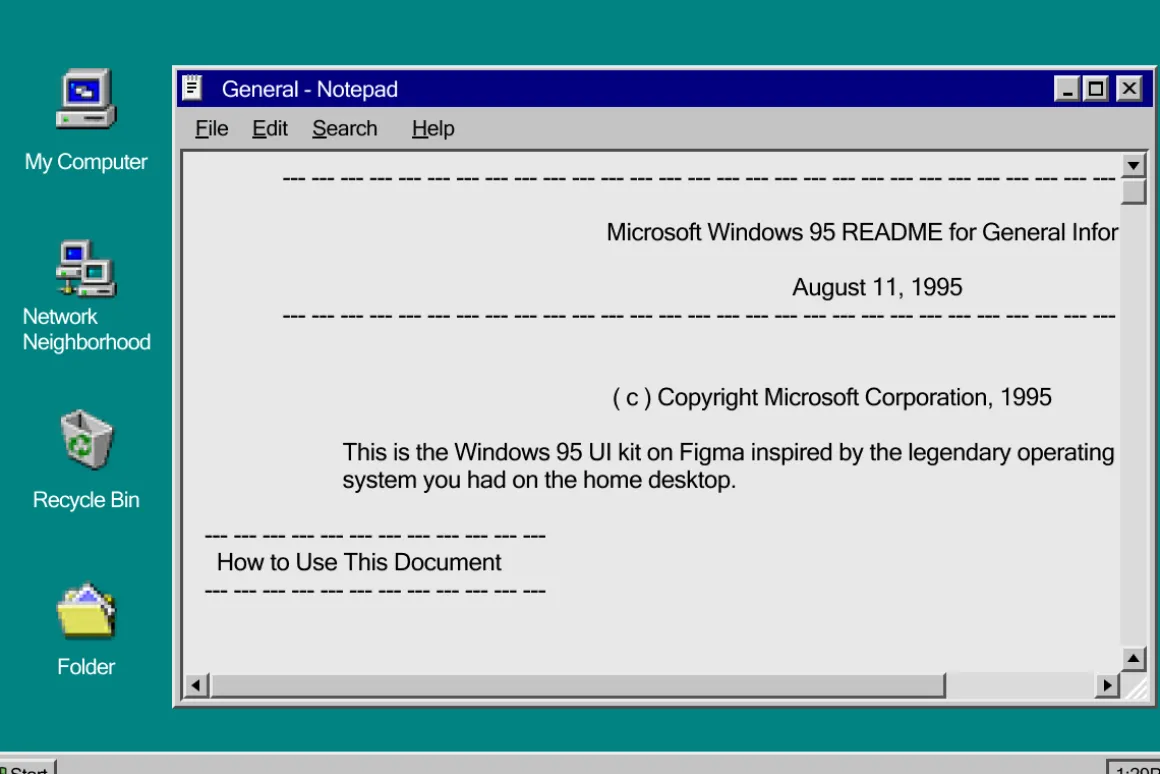 Windows 95 UI Kit (Figma)