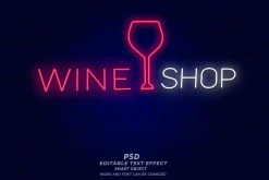 Wine Shop Neon PSD Editable Text