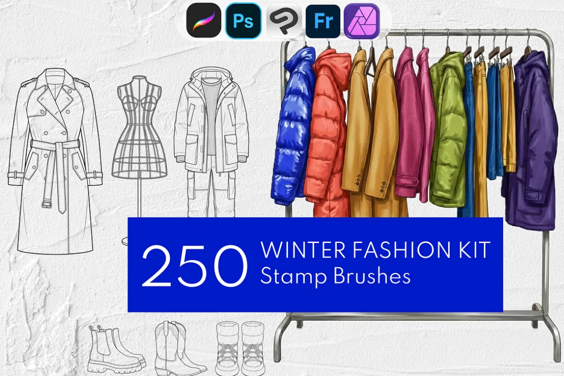 Winter Fashion: 250+ Procreate Stamp
