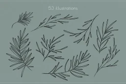 Winter line drawing collection