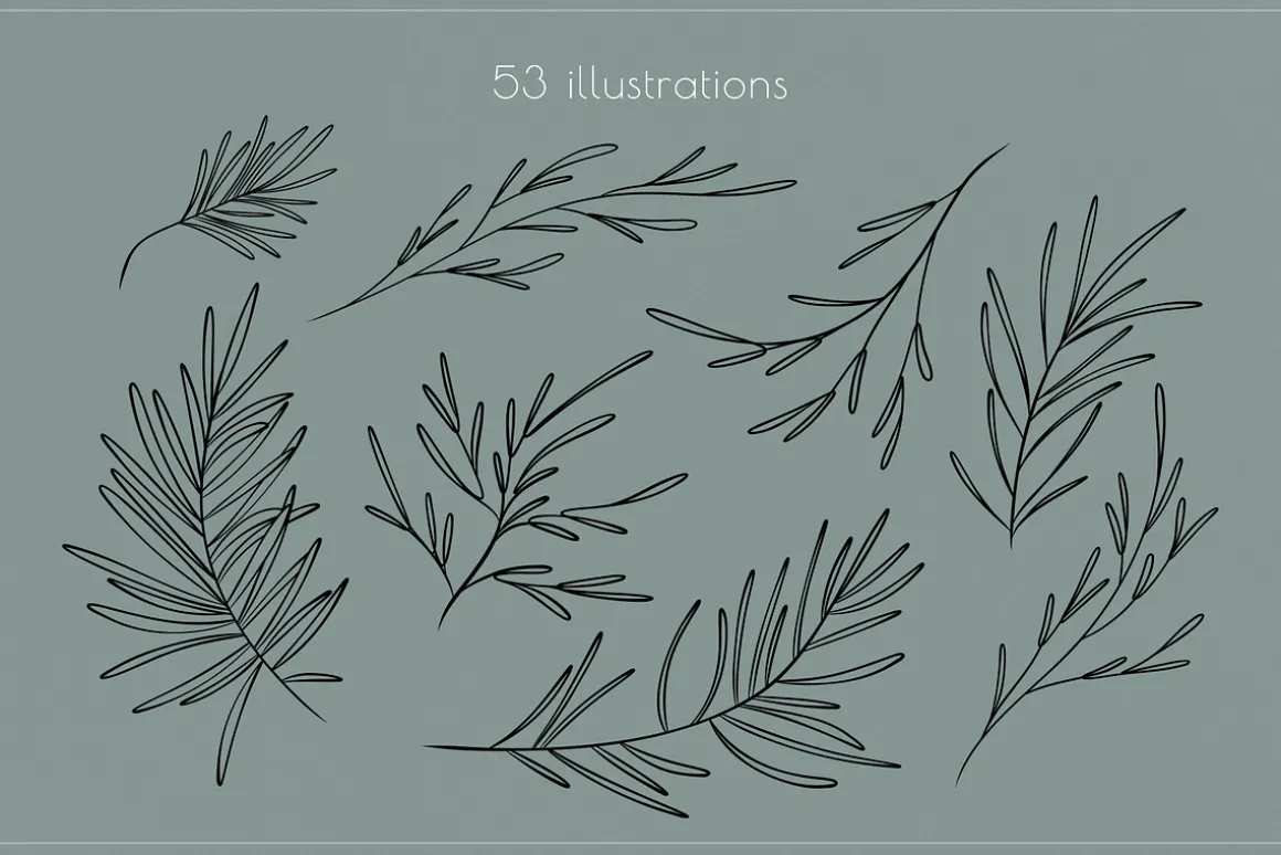 Winter line drawing collection