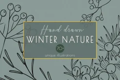 Winter line drawing collection