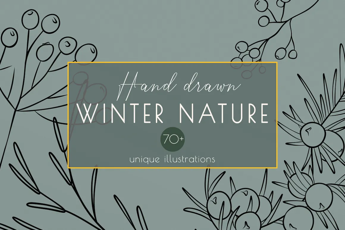 Winter line drawing collection