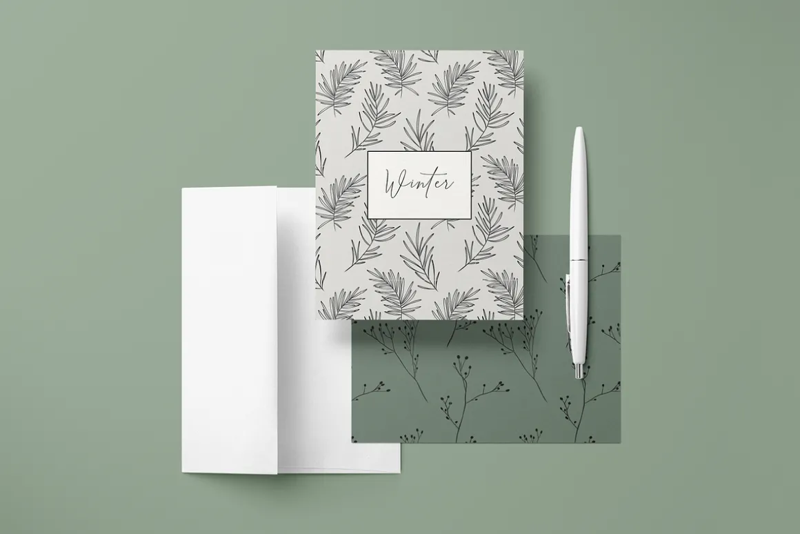 Winter line drawing collection