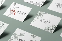 Winter line drawing collection