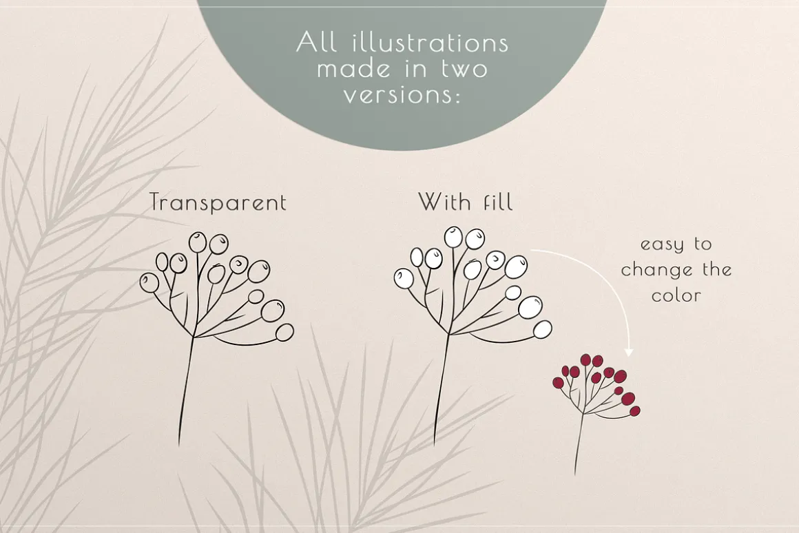 Winter line drawing collection