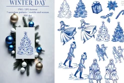 Winter day seamless patterns clipart