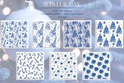Winter day seamless patterns clipart