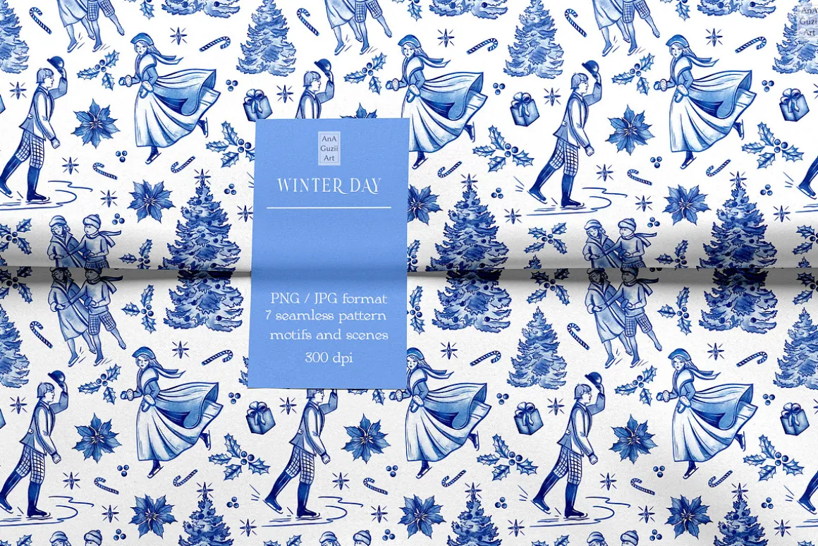 Winter day seamless patterns clipart