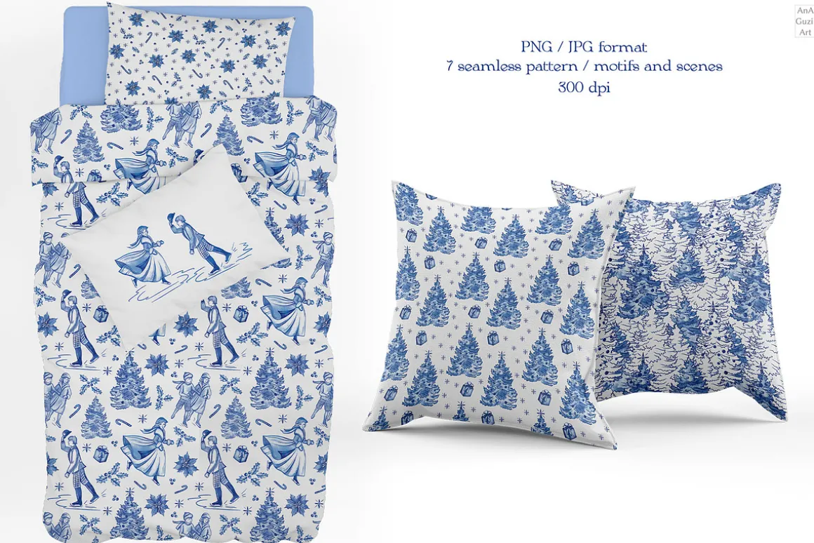 Winter day seamless patterns clipart