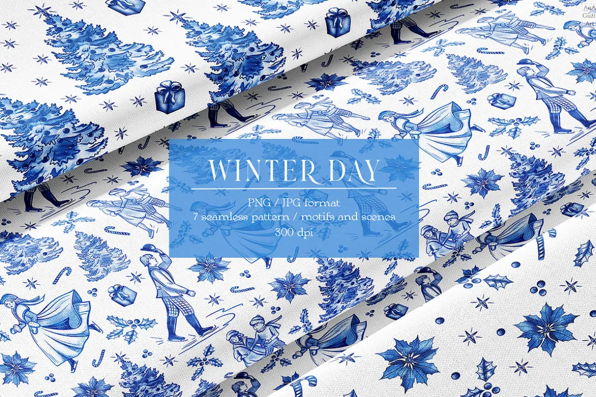 Winter day seamless patterns clipart