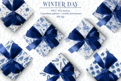 Winter day seamless patterns clipart