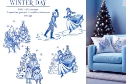 Winter day seamless patterns clipart