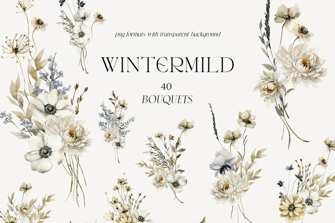 Wintermild- floral watrecolor