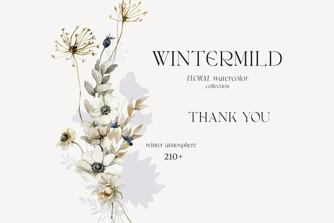 Wintermild- floral watrecolor
