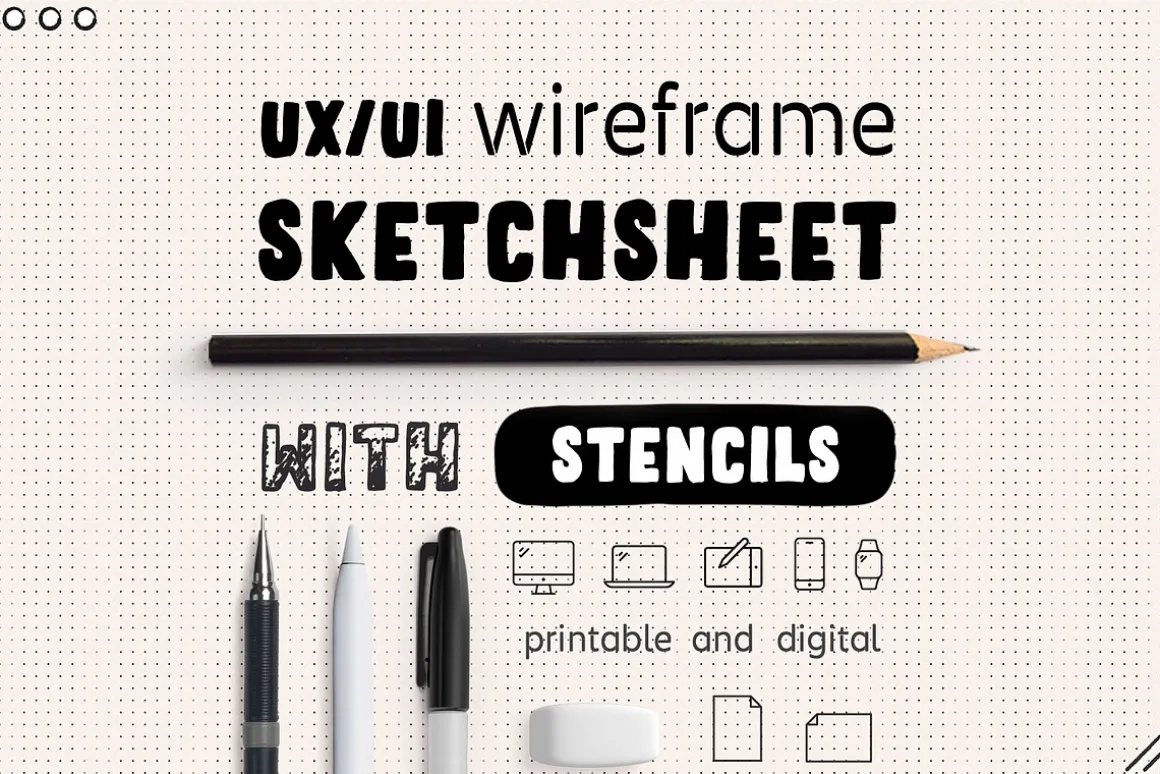 Wireframe Sketchsheet with Stencils