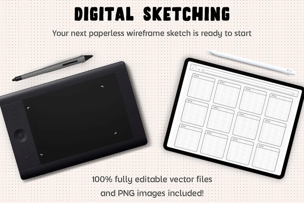Wireframe Sketchsheet with Stencils