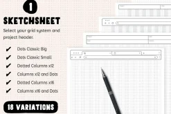 Wireframe Sketchsheet with Stencils