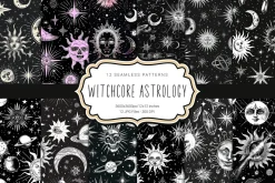 Witchcore Astrology Seamless Pattern