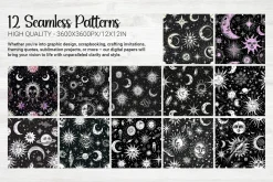 Witchcore Astrology Seamless Pattern