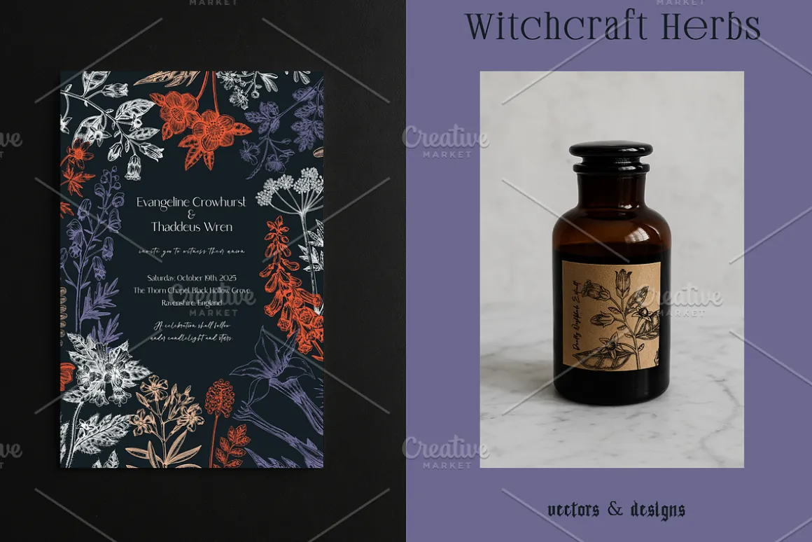 Witchcraft Herbs Vectors & Designs