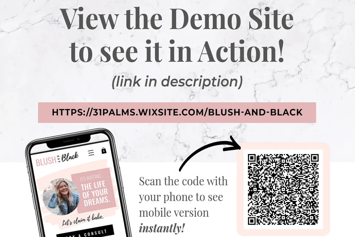 Wix Website Template | Blush & Black