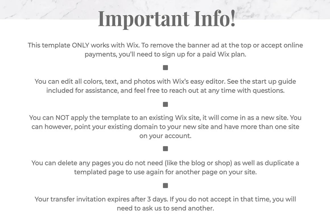 Wix Website Template | Blush & Black