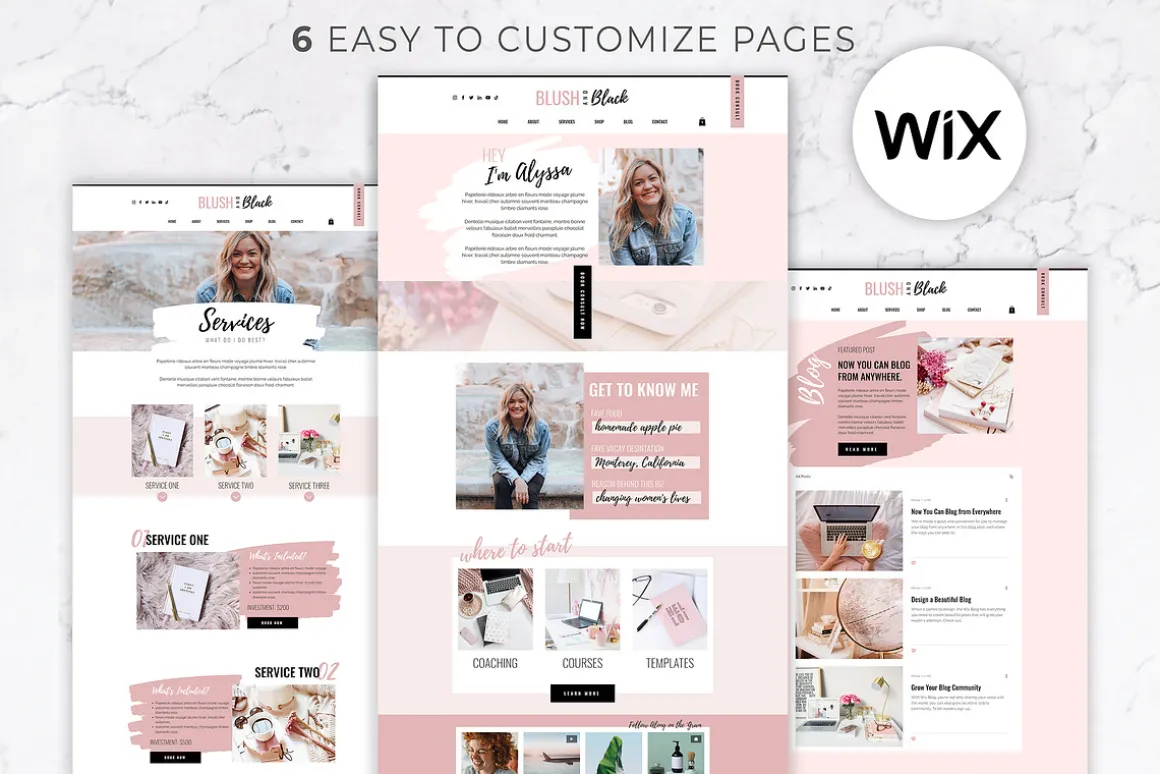 Wix Website Template | Blush & Black