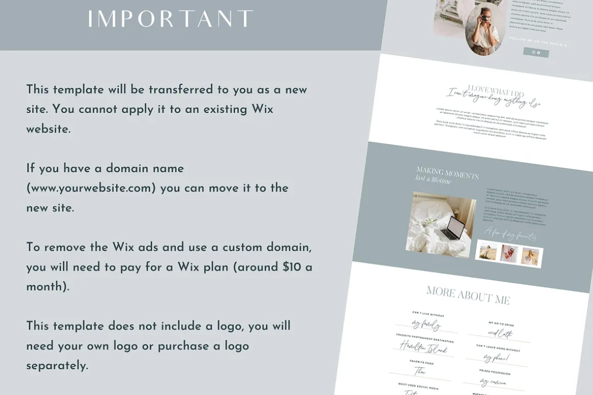 Wix Website Template Photographer