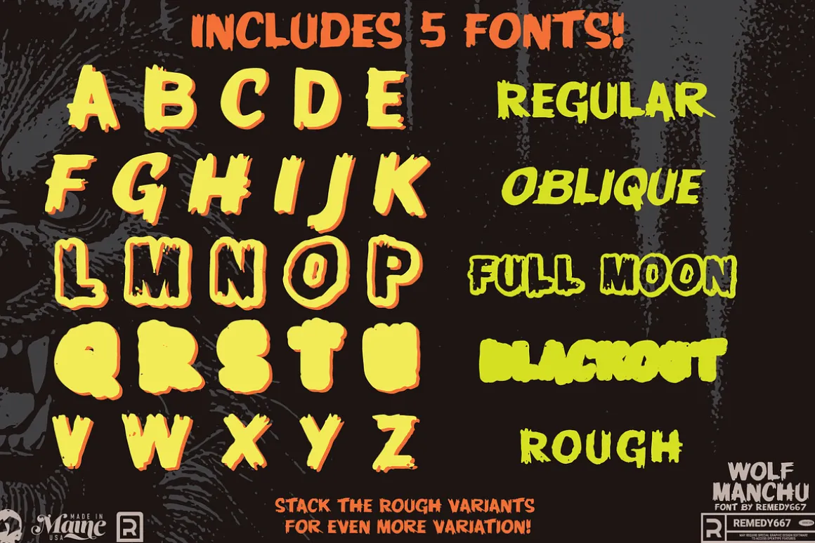 Wolf Manchu - Layered Horror Font