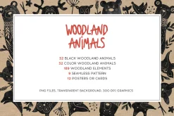 Woodland Animals. Linocut Style