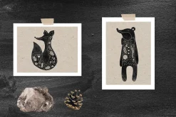 Woodland Animals. Linocut Style