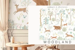 WOODLAND. Wall mural in color