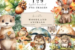 Woodland Watercolor Animals Clipart