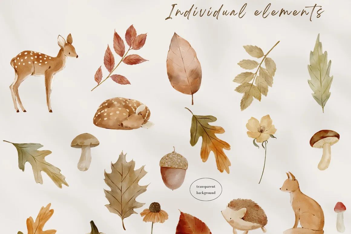 Woodland Watercolor Autumn Set
