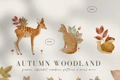 Woodland Watercolor Autumn Set