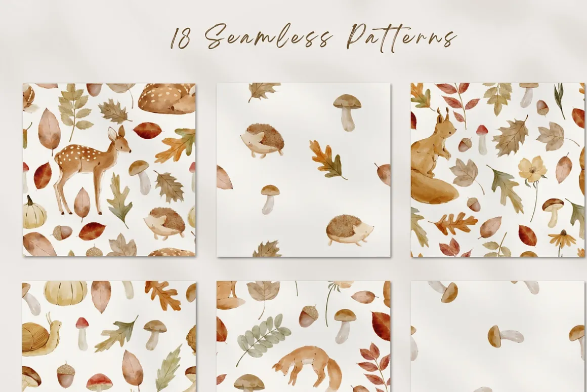 Woodland Watercolor Autumn Set