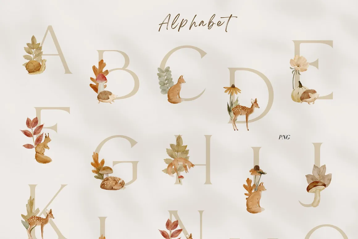 Woodland Watercolor Autumn Set