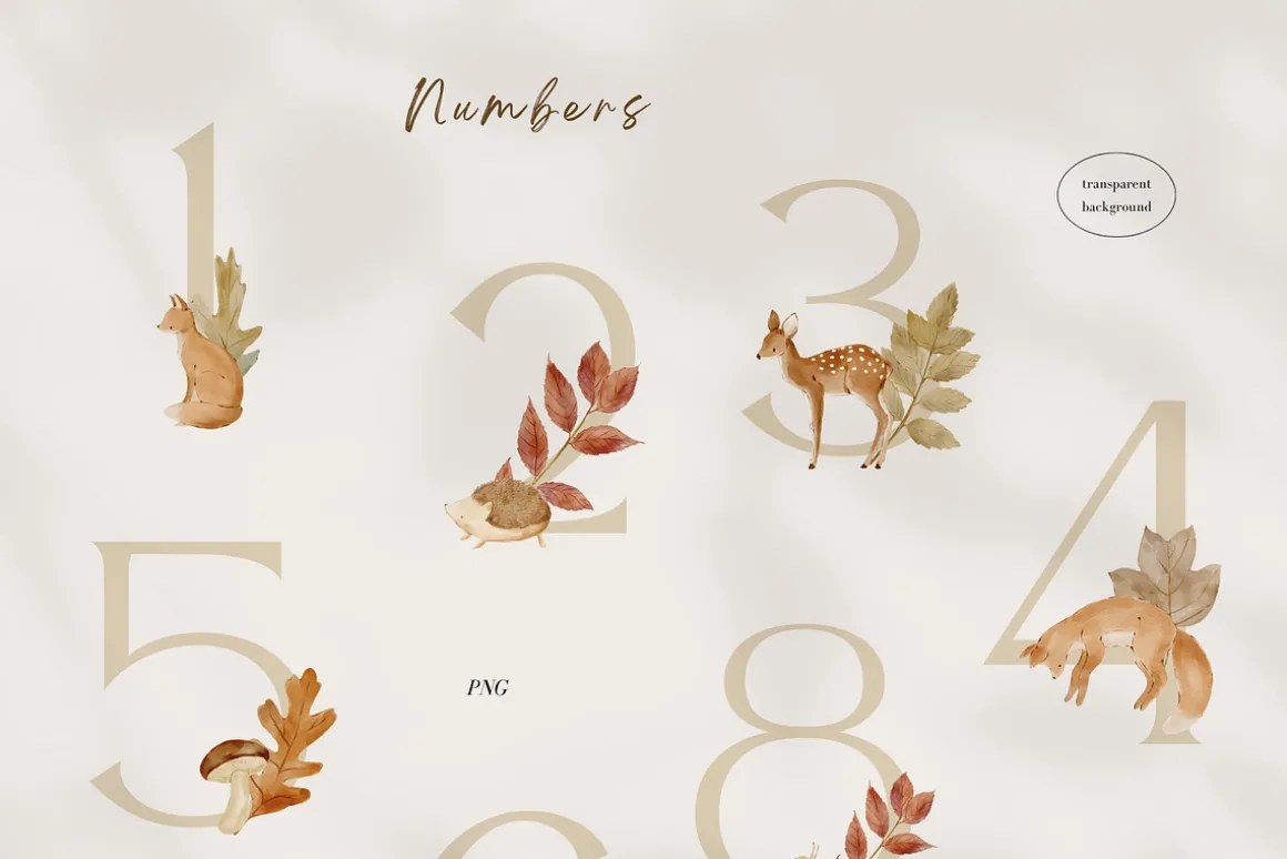 Woodland Watercolor Autumn Set